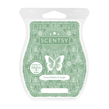 Scentsy bar packaging with green design and butterfly illustration on a black background