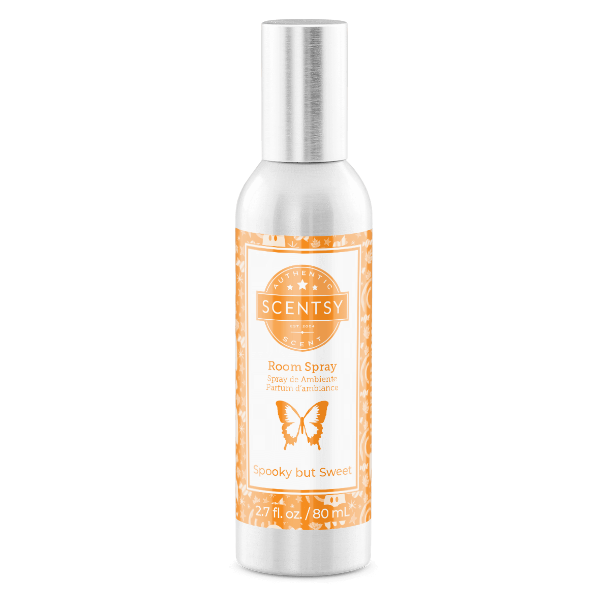 Scentsy room spray bottle with butterfly design on a white background