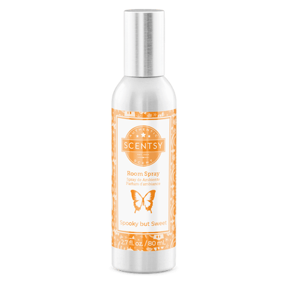 Scentsy room spray bottle with butterfly design on a white background