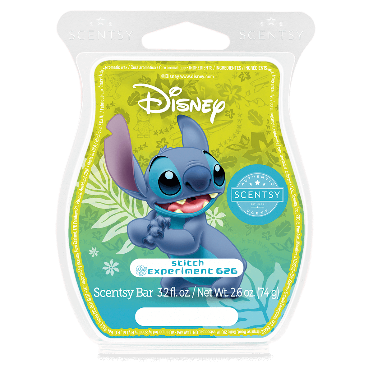 Scentsy bar packaging featuring Disney's Stitch on a black background