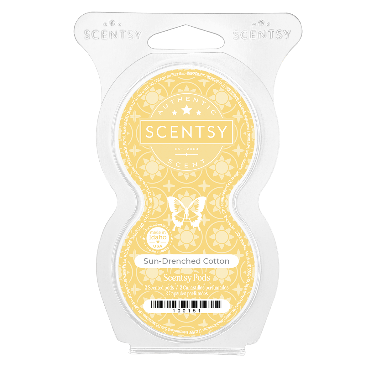 Scentsy wax melt package with yellow design on a white background