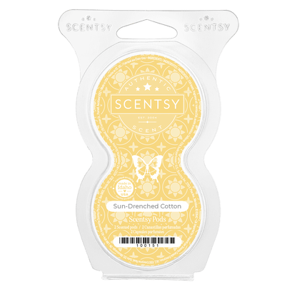 Scentsy wax melt package with yellow design on a white background