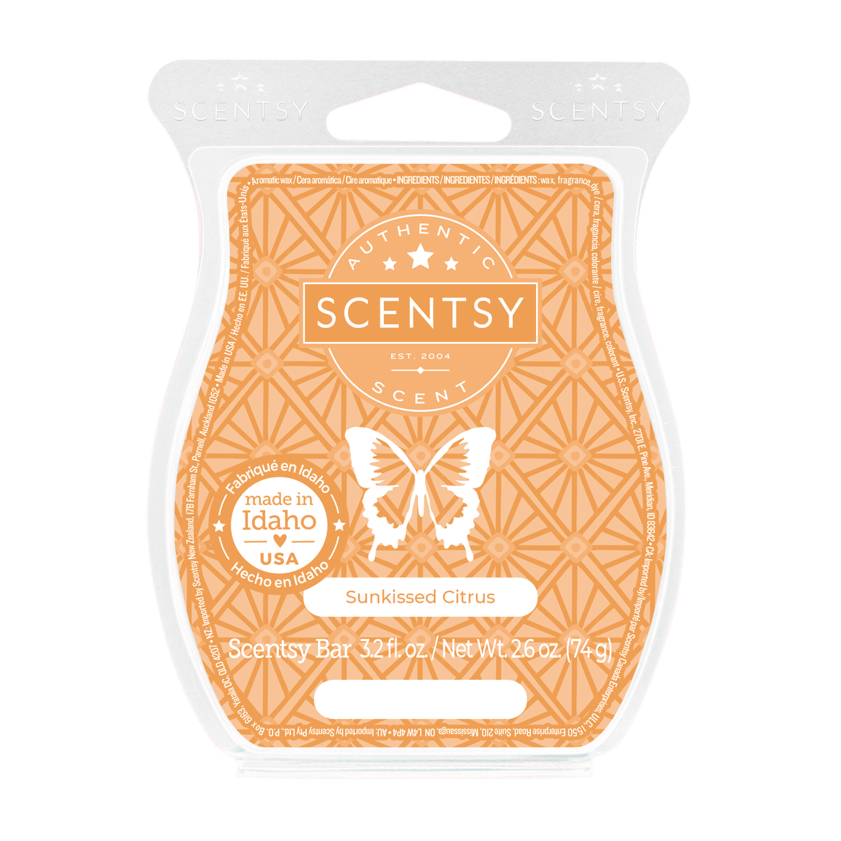 Scentsy Sunkissed Citrus wax bar packaging on a white background