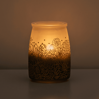 Decorative lantern with floral patterns on a dark background