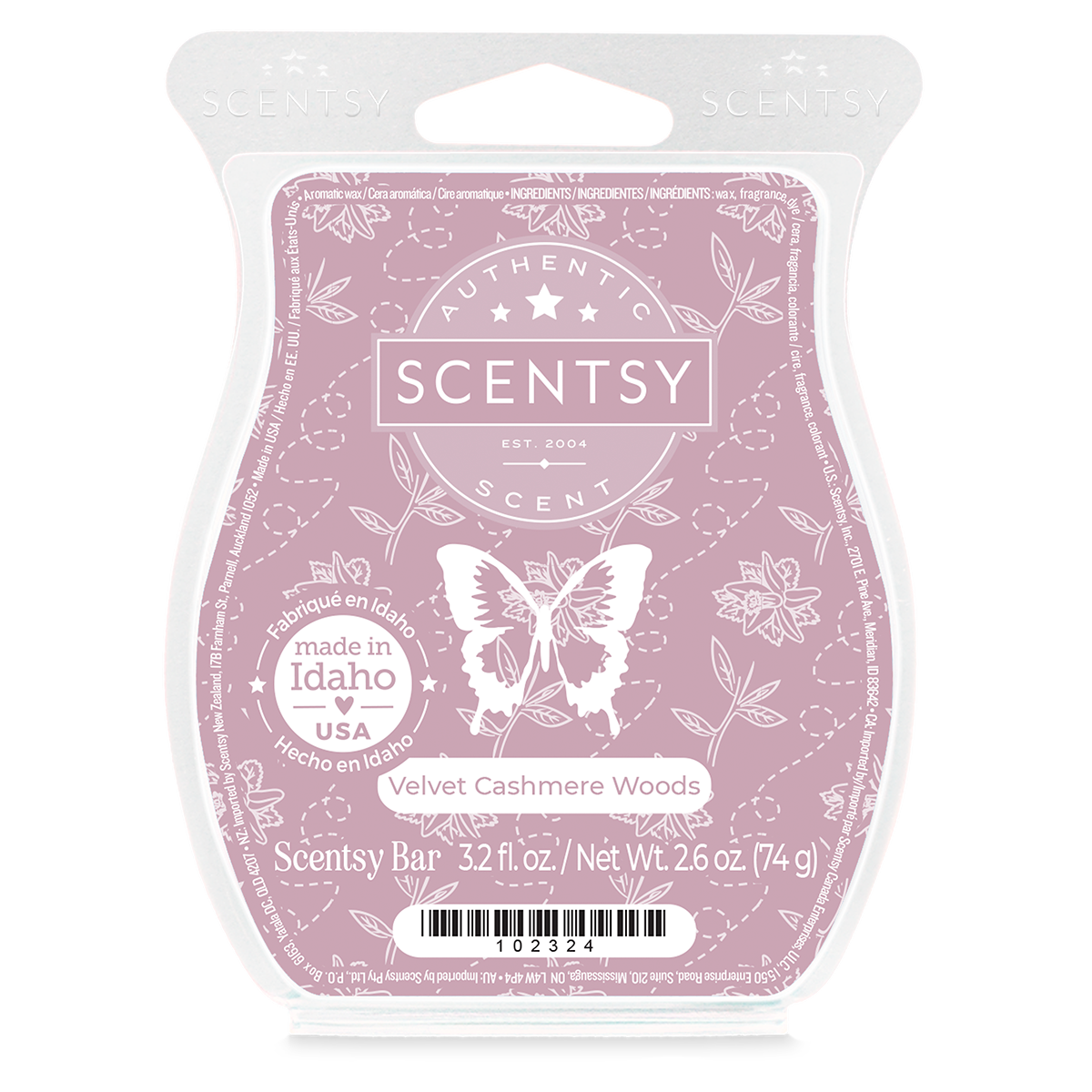 Scentsy bar packaging with butterfly design on a white background