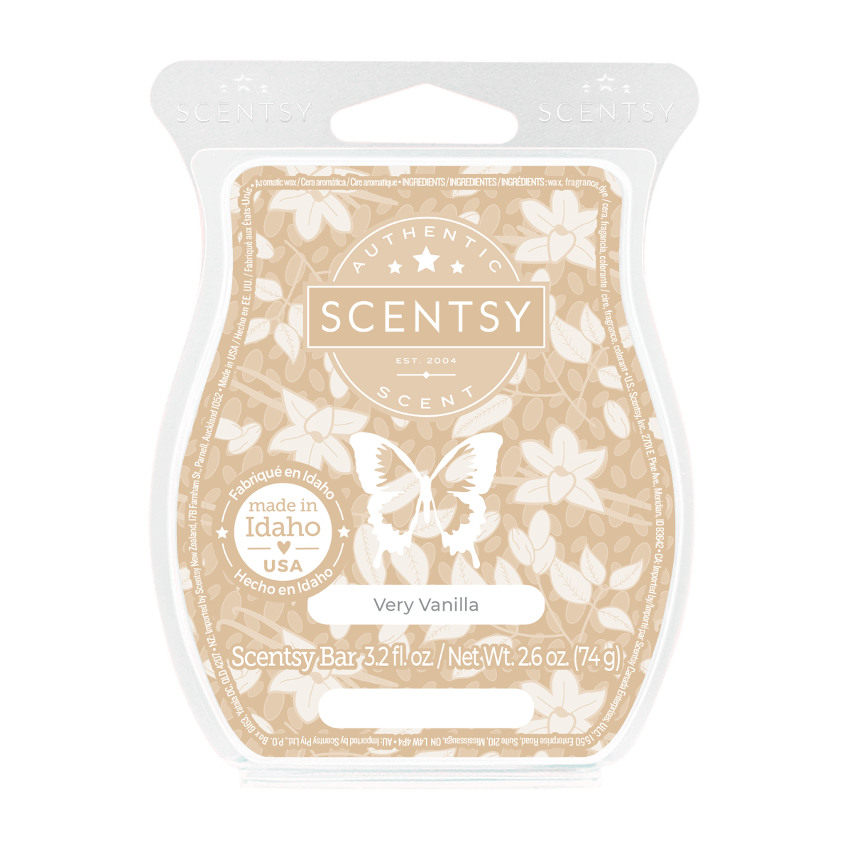 Scentsy Very Vanilla wax bar packaging on a white background