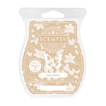 Scentsy Very Vanilla wax bar packaging on a white background