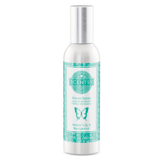 Scentsy room spray bottle with a butterfly graphic on a white background