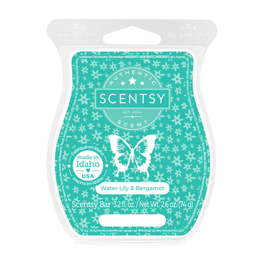 Scentsy wax bar packaging with butterfly design on a white background