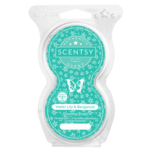 Scentsy Water Lily & Bergamot wax melt package on a white background