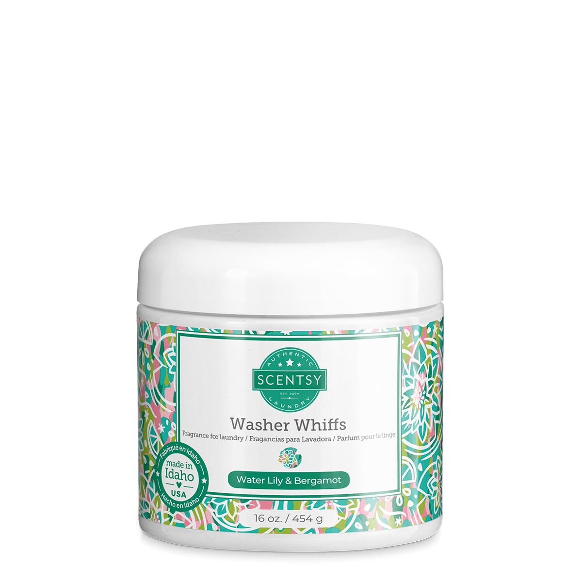 Scentsy Washer Whiffs container with colorful design on a white background