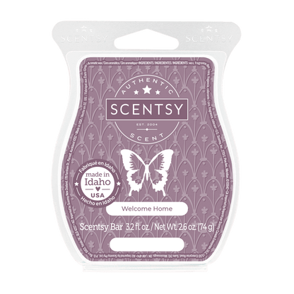 Scentsy bar packaging with butterfly design on a black background