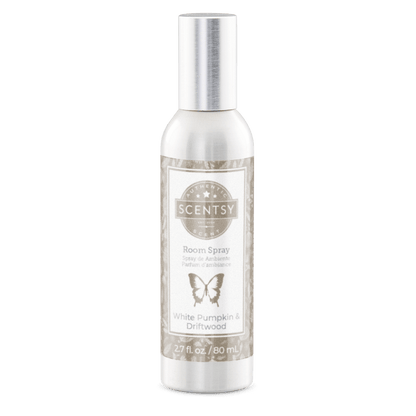 Scentsy room spray bottle with label on a white background