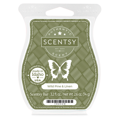 Scentsy bar packaging with butterfly design and text on a white background