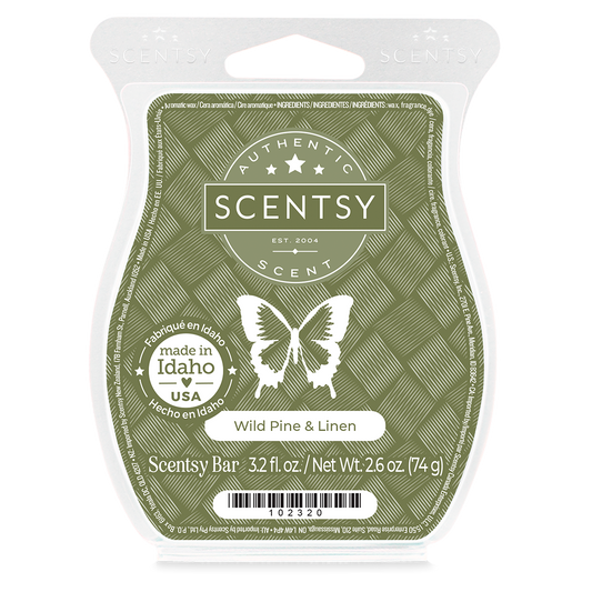 Scentsy bar packaging with butterfly design and text on a white background