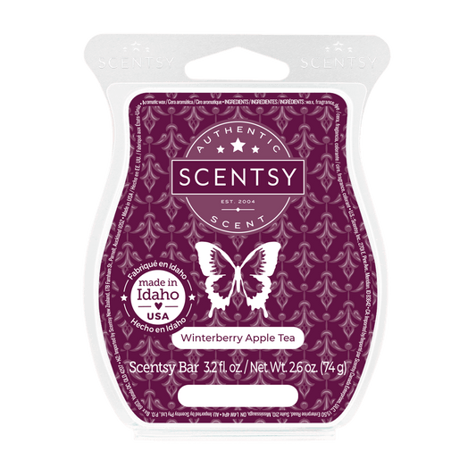 Scentsy wax bar packaging with butterfly design on a white background