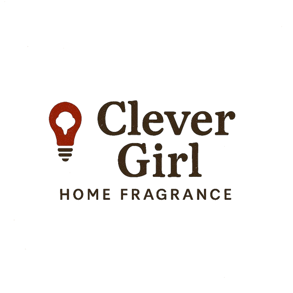 Logo for 'Clever Girl Home Fragrance' with a light bulb icon on a white background
